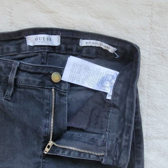 Guess Black Distressed Midrise Skinny Leg Jeans - Picture 4 of 5